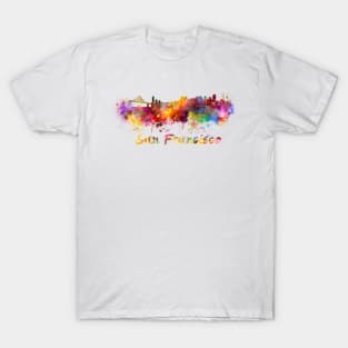 San Francisco skyline in watercolor T-Shirt